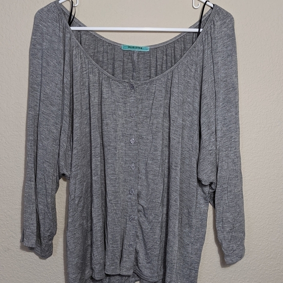 Pleione Soft Heather Gray Button Down Cardigan - Picture 2 of 3